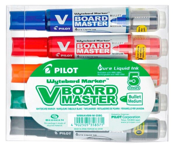 PILOT V-Board Master Whiteboard-Marker farbsortiert 2,0 - 5,0 mm, 5 St.