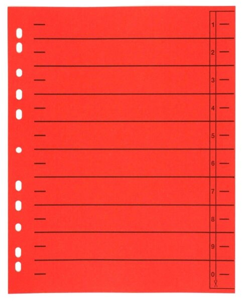 Wekre Trennblätter DIN A4 0-9 rot, 230 g/m², 100 Blatt