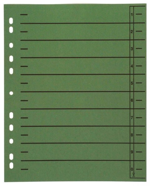 Wekre Trennblätter DIN A4 0-9 grün, 230 g/m², 100 Blatt