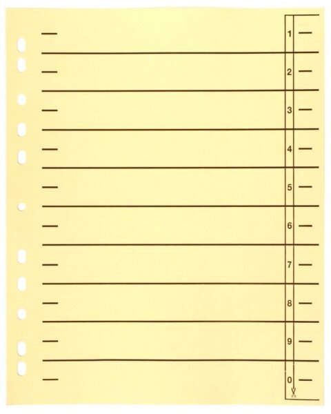 Wekre Trennblätter DIN A4 0-9 gelb, 230 g/m², 100 Blatt