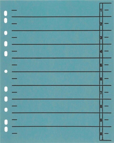 Wekre Trennblätter DIN A4 0-9 blau, 230 g/m², 100 Blatt