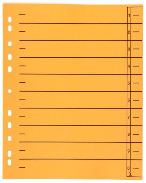 Wekre Trennblätter DIN A4 0-9 orange, 230 g/m², 100 Blatt