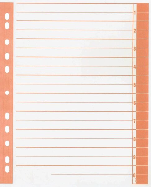 Wekre Trennblätter DIN A4 1-0 weiß/orange, 230 g/m², 100 Blatt