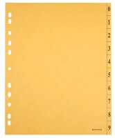 Trennblätter DIN A4 0-9 farbsortiert, 250 g/qm, 100 Blatt