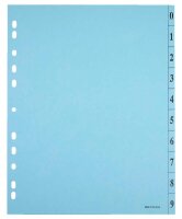 Trennblätter DIN A4 0-9 farbsortiert, 250 g/qm, 100 Blatt