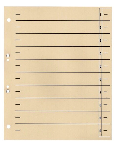 Wekre Trennblätter DIN A4 0-9 chamois, 230 g/m², 100 Blatt
