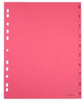 Trennblätter DIN A4 0-9 dunkelrot, 250 g/qm, 100 Blatt