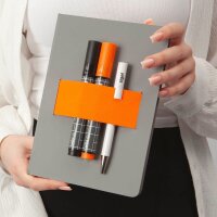 SIGEL Notizbuch Linescape ca. DIN A5 kariert, hellgrau, neon-orange Hardcover 176 Seiten, 1 St.