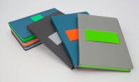 SIGEL Notizbuch Linescape ca. DIN A5 kariert, hellgrau, neon-orange Hardcover 176 Seiten, 1 St.