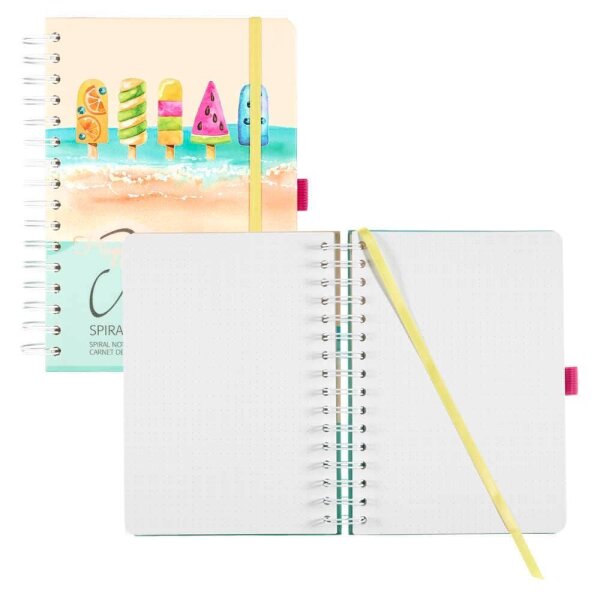 SIGEL Notizbuch mit Spirale Jolie® ca. DIN A5 punktkariert, pink, sandbraun, gelb, aquamarin Hardcover 240 Seiten, 1 St.