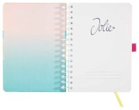 SIGEL Notizbuch mit Spirale Jolie® ca. DIN A5 punktkariert, pink, sandbraun, gelb, aquamarin Hardcover 240 Seiten, 1 St.