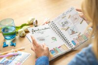 SIGEL Notizbuch mit Spirale Jolie® ca. DIN A5 punktkariert, pink, sandbraun, gelb, aquamarin Hardcover 240 Seiten, 1 St.