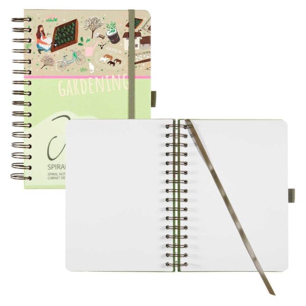 SIGEL Notizbuch mit Spirale Jolie® ca. DIN A5 blanko, braun, grün, rosa Hardcover 240 Seiten, 1 St.