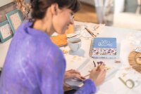 SIGEL Notizbuch mit Spirale Jolie® ca. DIN A5 punktkariert, blau/gold Hardcover 240 Seiten, 1 St.