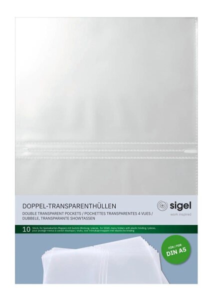 SIGEL Sichthüllen Speisekarten DIN A5 transparent glänzend 70 µm, 10 St.