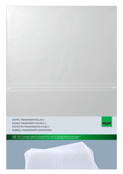 SIGEL Sichthüllen Speisekarten DIN A4 transparent glänzend 70 µm, 10 St.