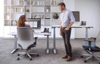 AKTION: Fellowes Levado elektrisch höhenverstellbarer Schreibtisch weiß rechteckig, C-Fuß-Gestell silber 160,0 x 80,0 cm mit 60 Euro CashBack
