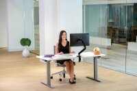 AKTION: Fellowes Levado elektrisch höhenverstellbarer Schreibtisch weiß rechteckig, C-Fuß-Gestell silber 160,0 x 80,0 cm mit 60 Euro CashBack