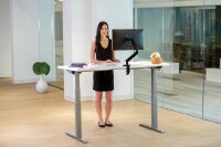 AKTION: Fellowes Levado elektrisch höhenverstellbarer Schreibtisch weiß rechteckig, C-Fuß-Gestell silber 160,0 x 80,0 cm mit 60 Euro CashBack