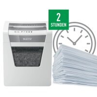 LEITZ IQ Office Aktenvernichter mit Partikelschnitt P-5, 2 x 15 mm, bis 10 Blatt, weiß