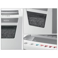 LEITZ IQ Office Aktenvernichter mit Partikelschnitt P-5, 2 x 15 mm, bis 10 Blatt, weiß