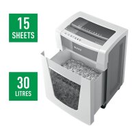 LEITZ IQ Office Pro Aktenvernichter mit Partikelschnitt P-5, 2 x 15 mm, bis 15 Blatt, weiß