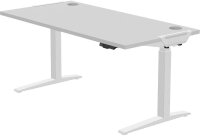 AKTION: Fellowes Levado elektrisch höhenverstellbarer Schreibtisch grau rechteckig, C-Fuß-Gestell weiß 160,0 x 80,0 cm mit 60 Euro CashBack