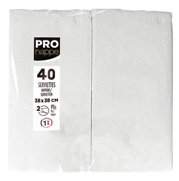 PROnappe Servietten weiß 2-lagig 38,0 x 38,0 cm, 40 St.