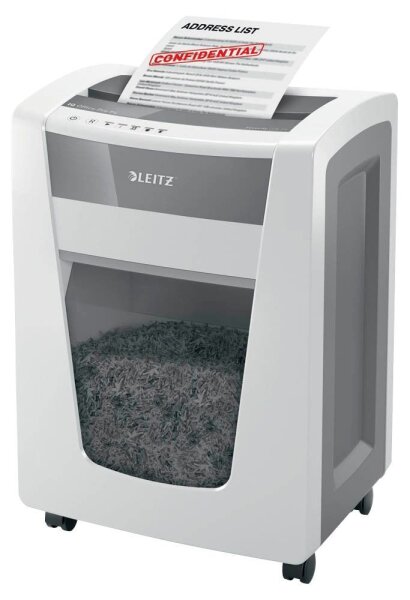 LEITZ IQ Office Pro Aktenvernichter mit Partikelschnitt P-4, 4 x 40 mm, bis 20 Blatt, weiß