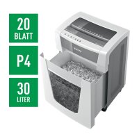 LEITZ IQ Office Pro Aktenvernichter mit Partikelschnitt P-4, 4 x 40 mm, bis 20 Blatt, weiß