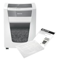 LEITZ IQ Office Pro Aktenvernichter mit Partikelschnitt P-4, 4 x 40 mm, bis 20 Blatt, weiß