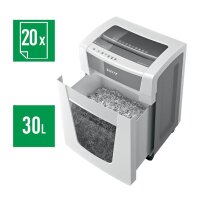 LEITZ IQ Office Pro Aktenvernichter mit Partikelschnitt P-4, 4 x 40 mm, bis 20 Blatt, weiß
