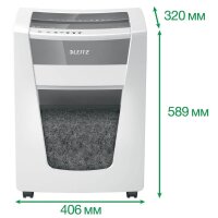 LEITZ IQ Office Pro Aktenvernichter mit Partikelschnitt P-4, 4 x 40 mm, bis 20 Blatt, weiß