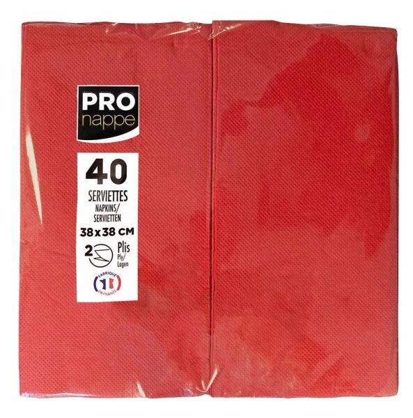 PROnappe Servietten rot 2-lagig 38,0 x 38,0 cm, 40 St.