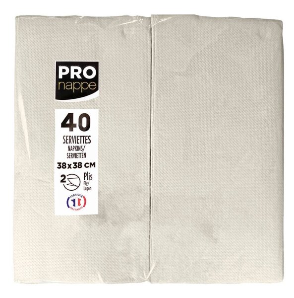 PROnappe Servietten elfenbein 2-lagig 38,0 x 38,0 cm, 40 St.