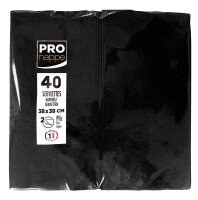 PROnappe Servietten schwarz 2-lagig 38,0 x 38,0 cm, 40 St.