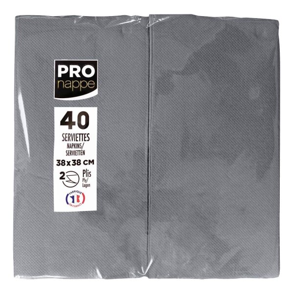 PROnappe Servietten grau 2-lagig 38,0 x 38,0 cm, 40 St.