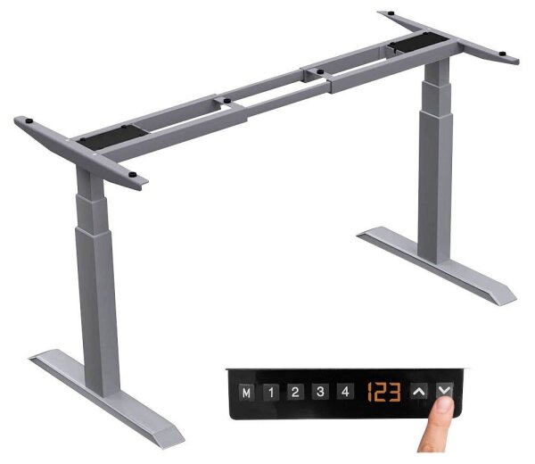 LMG elektrisch höhenverstellbares Schreibtischgestell silber ohne Tischplatte, T-Fuß-Gestell silber 130,0 - 160,0 x 57,0 cm