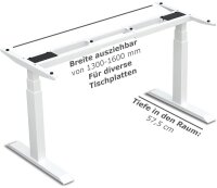 LMG elektrisch höhenverstellbares Schreibtischgestell weiß ohne Tischplatte, T-Fuß-Gestell weiß 130,0 - 160,0 x 57,0 cm