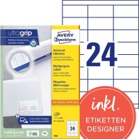 AVERY Zweckform Etiketten 3664 weiß 70,0 x 33,8 mm,...