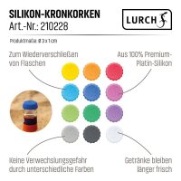 LURCH Silikon-Kronkorken bunt, 12 St.