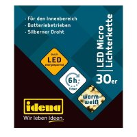 Idena 30er Micro LED Lichterkette silber 3,2 m, 1 St.