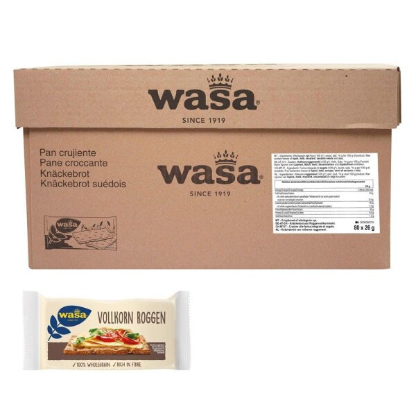 wasa® Vollkorn Roggen Knäckebrot 80x 26,0 g, 80 St.