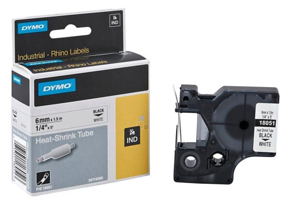 DYMO Schrumpfschlauch RHINO  18051, 6 mm, schwarz auf weiß, 1 St.