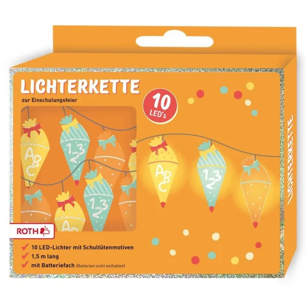 ROTH Einschulung LED Lichterkette bunt 1,5 m, 1 St.