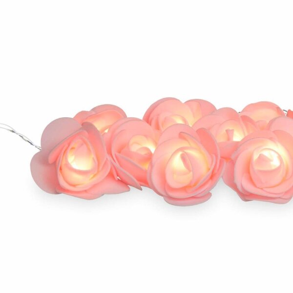 relaxdays Rosen LED Lichterkette rosa 3,40 m, 1 St.