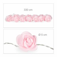 relaxdays Rosen LED Lichterkette rosa 3,40 m, 1 St.