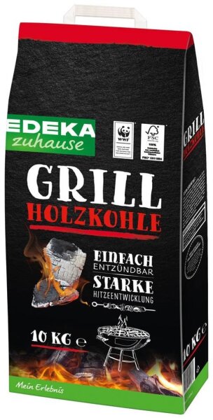 EDEKA zuhause Holzkohle Grillkohle, 10,0 kg, 1 St.