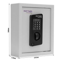 ROTTNER KeyTronic 20 Schlüsselkasten grau mit 20 Haken, Elektronikschloss, 24,5 x 11,0 x 30,0 cm, 1 St.