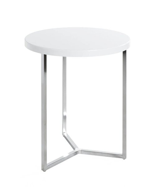 HAKU Möbel Beistelltisch rund MDF-Platte weiß, chrom 45,0 x 45,0 x 54,0 cm, 1 St.